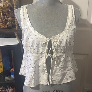 Abound White Top with Pink Floral Design